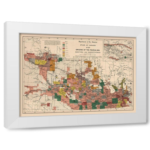 Manitoba Saskatchewan Canada 1901 - White 1906 White Modern Wood Framed Art Print by White