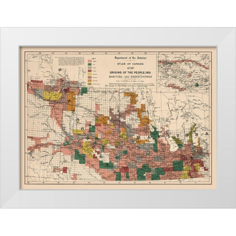 Manitoba Saskatchewan Canada 1901 - White 1906 White Modern Wood Framed Art Print by White