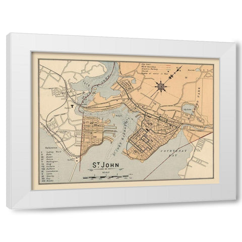 St John New Brunswick Canada - White 1906 White Modern Wood Framed Art Print by White