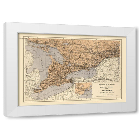 Ontario Quebec Canada Telephone - White 1906 White Modern Wood Framed Art Print by White