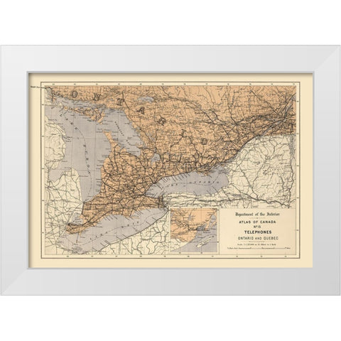 Ontario Quebec Canada Telephone - White 1906 White Modern Wood Framed Art Print by White