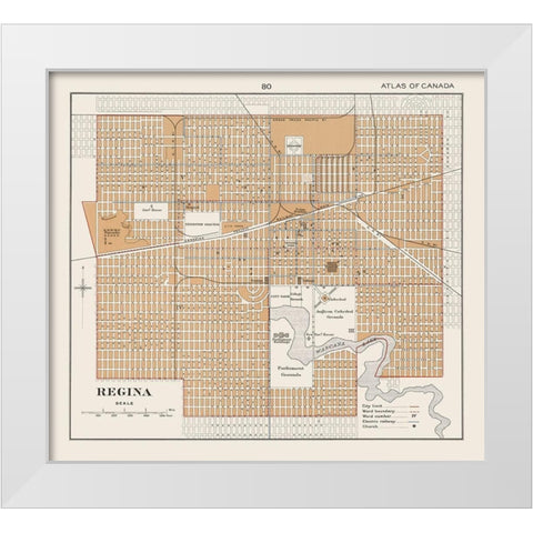 Regina Canada - Chalifour 1915 White Modern Wood Framed Art Print by Chalifour