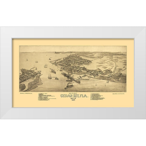 Cedar Key Florida - Beck 1885 White Modern Wood Framed Art Print by Beck