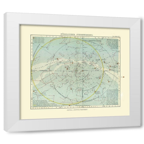 Celestial North Pole - Perthes 1914 White Modern Wood Framed Art Print by Perthes