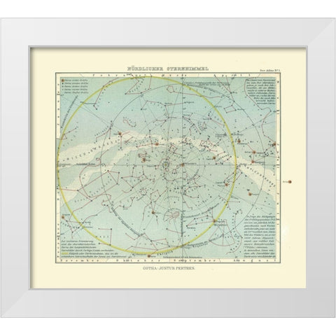 Celestial North Pole - Perthes 1914 White Modern Wood Framed Art Print by Perthes