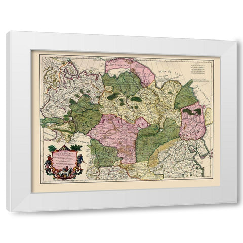 Asia China Russia - De Lisle 1706 White Modern Wood Framed Art Print by De L''isle