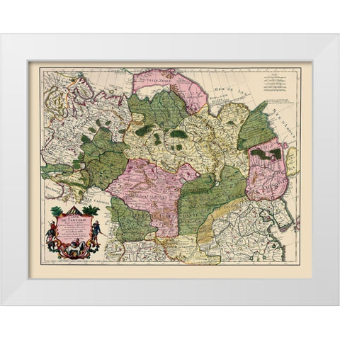 Asia China Russia - De Lisle 1706 White Modern Wood Framed Art Print by De L''isle