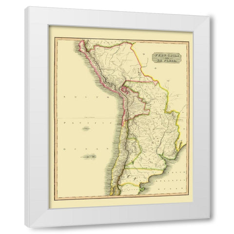 South America Chile Bolivia Argentina Peru White Modern Wood Framed Art Print by Thomson