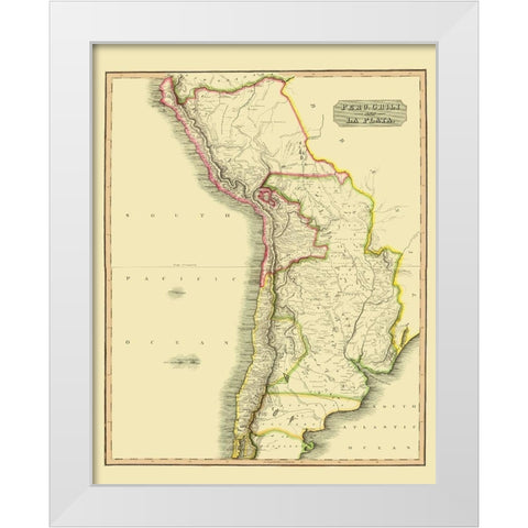 South America Chile Bolivia Argentina Peru White Modern Wood Framed Art Print by Thomson