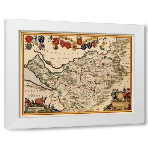 Cheshire County England - Blaeu 1646 White Modern Wood Framed Art Print by Blaeu