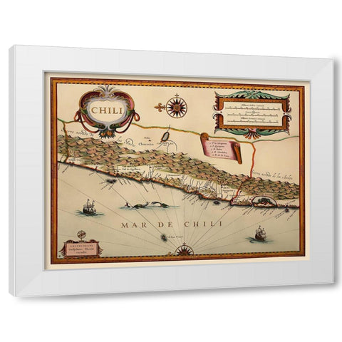 South America Chile - Blaeu 1630 White Modern Wood Framed Art Print by Blaeu