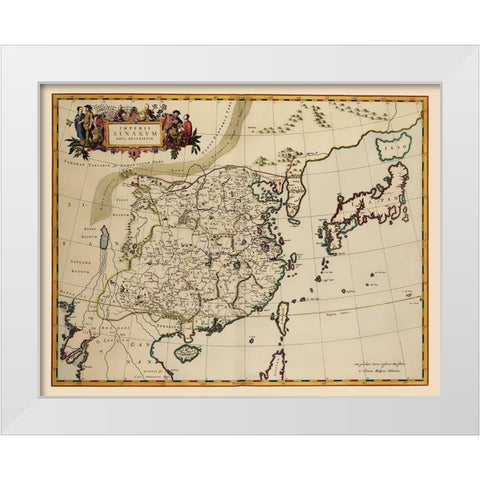 Asia China Korea Japan - Blaeu 1655 White Modern Wood Framed Art Print by Blaeu