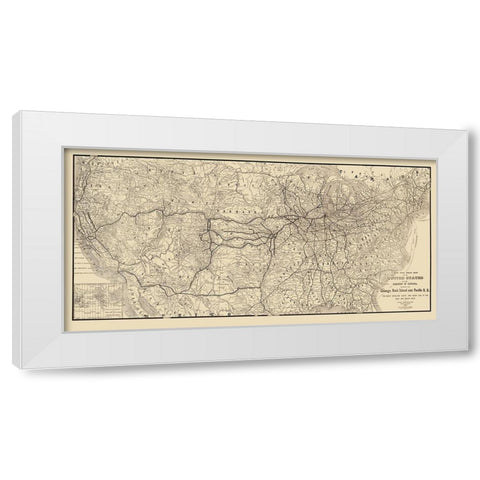 Chicago, Rock Island and Pacific Railroad 1879 White Modern Wood Framed Art Print by Heubach