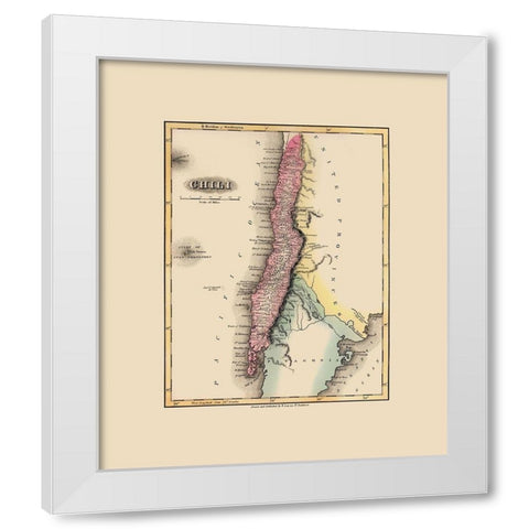 South America Chile - Lucas 1823 White Modern Wood Framed Art Print by Lucas