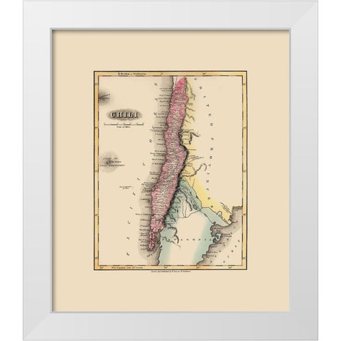 South America Chile - Lucas 1823 White Modern Wood Framed Art Print by Lucas