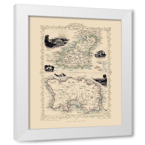 Channel Islands Great Britain - Tallis 1851 White Modern Wood Framed Art Print by Tallis