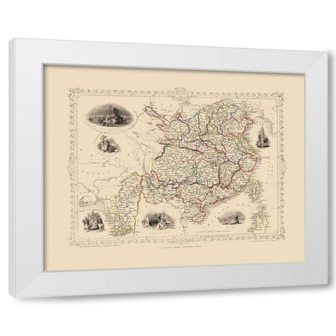 Asia China Burma - Tallis 1851 White Modern Wood Framed Art Print by Tallis