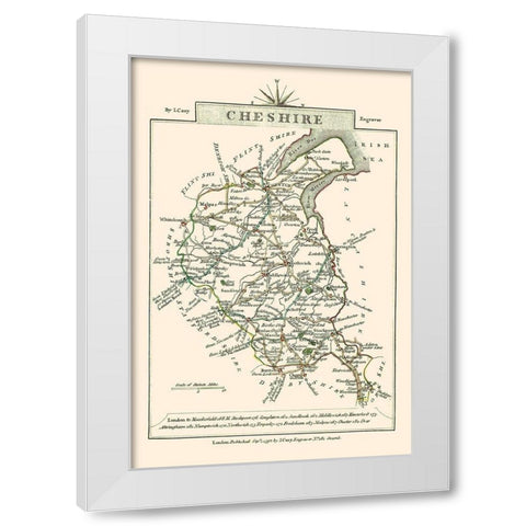 Cheshire County England - Cary 1792 White Modern Wood Framed Art Print by Cary