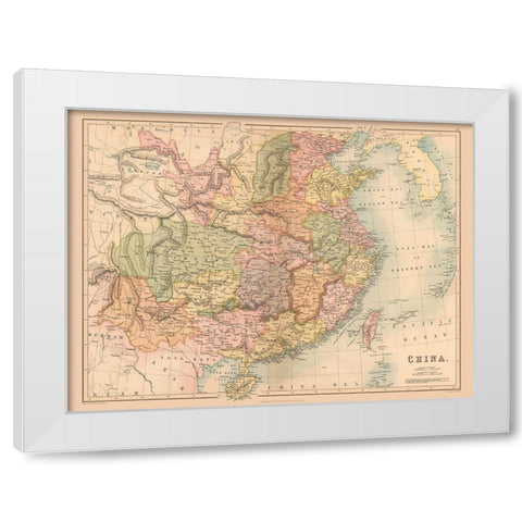 China - Black 1867 White Modern Wood Framed Art Print by Black