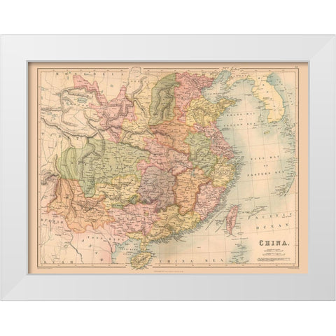 China - Black 1867 White Modern Wood Framed Art Print by Black