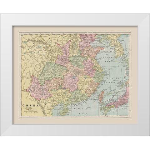 China - Cram 1892 White Modern Wood Framed Art Print by Cram