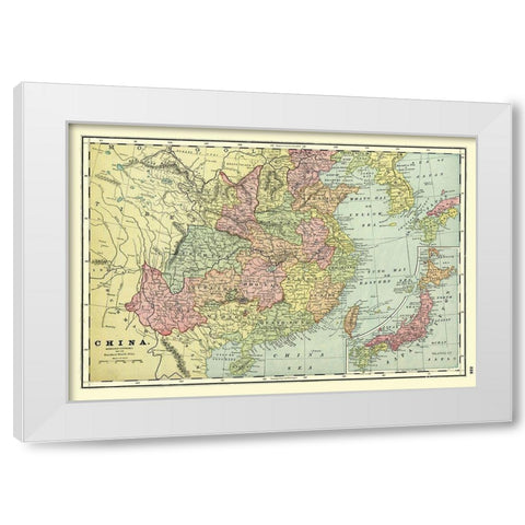 Standard World Atlas China - Cram 1901 White Modern Wood Framed Art Print by Cram
