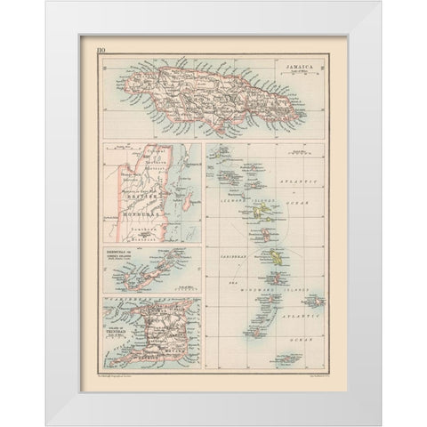 Caribbean Islands - Bartholomew 1892 White Modern Wood Framed Art Print by Bartholomew