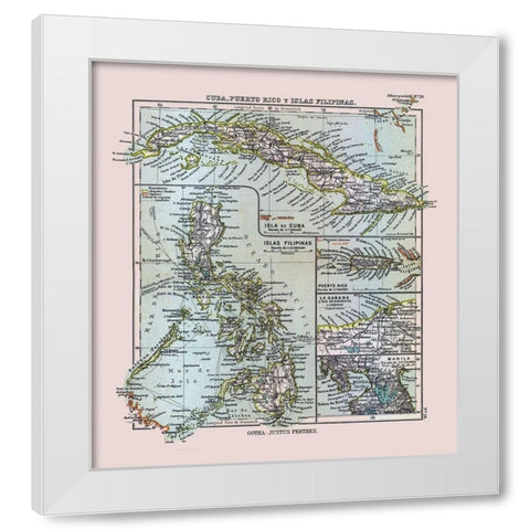 Cuba Puerto Rico Philippines - Perthes 1921 White Modern Wood Framed Art Print by Perthes