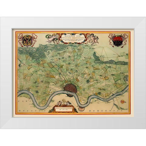 Cologne Area Germany - Visscher 1681 White Modern Wood Framed Art Print by Visscher