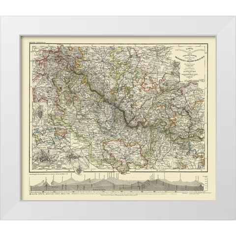 Coburg Hildburghausen Region Germany - Meyer 1849 White Modern Wood Framed Art Print by Meyer