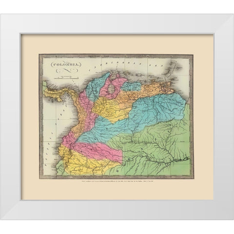 South America Colombia - Stone 1835 White Modern Wood Framed Art Print by Stone