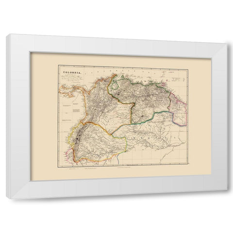 South America Colombia - Arrowsmith 1844 White Modern Wood Framed Art Print by Arrowsmith