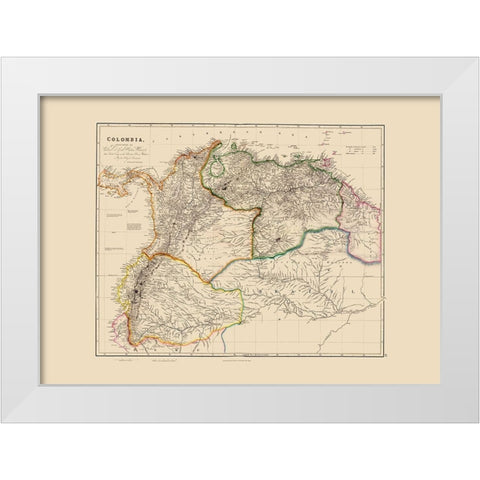 South America Colombia - Arrowsmith 1844 White Modern Wood Framed Art Print by Arrowsmith