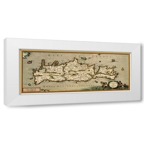 Crete Greece - Visscher 1680 White Modern Wood Framed Art Print by Visscher