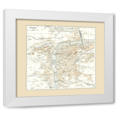 Prague Czech Republic Europe - Baedeker 1896 White Modern Wood Framed Art Print by Baedeker