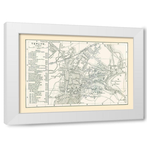 Teplice Czech Republic Europe - Baedeker 1896 White Modern Wood Framed Art Print by Baedeker