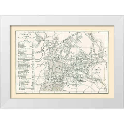 Teplice Czech Republic Europe - Baedeker 1896 White Modern Wood Framed Art Print by Baedeker