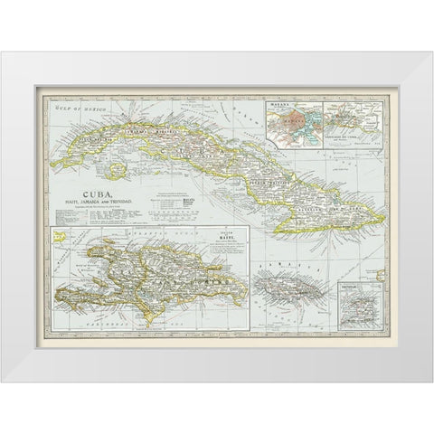 Cuba Haiti Jamaica Trinidad - Century 1897 White Modern Wood Framed Art Print by Century