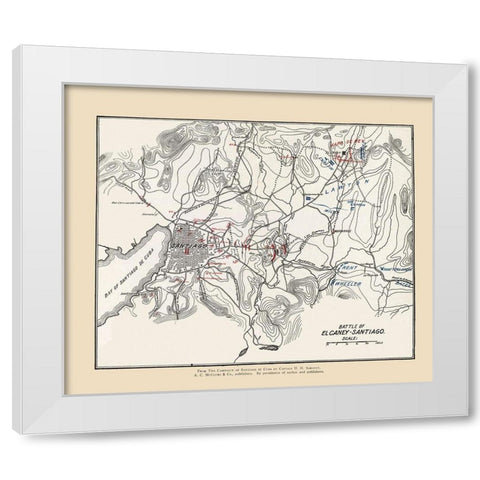 El Carney-Santiago Battle Map 1 of 3 1907 White Modern Wood Framed Art Print by McClurg