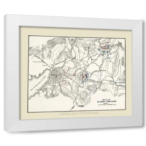 El Carney-Santiago Battle Map 2 of 3 1907 White Modern Wood Framed Art Print by McClurg