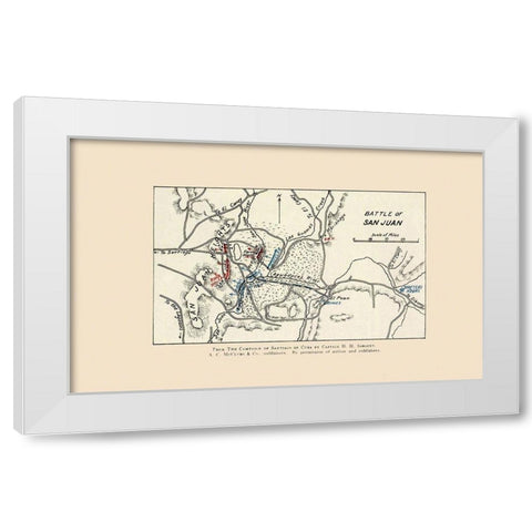 San Juan Battle Map 1 of 2 1907 White Modern Wood Framed Art Print by McClurg