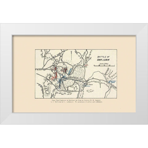 San Juan Battle Map 1 of 2 1907 White Modern Wood Framed Art Print by McClurg