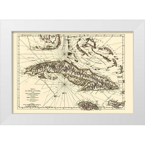 Gulf of Florida United States Bahama Islands Cuba White Modern Wood Framed Art Print by Jeffreys