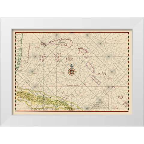 Cuba Bahamas - Vinckeboons 1650 White Modern Wood Framed Art Print by Vinckeboons