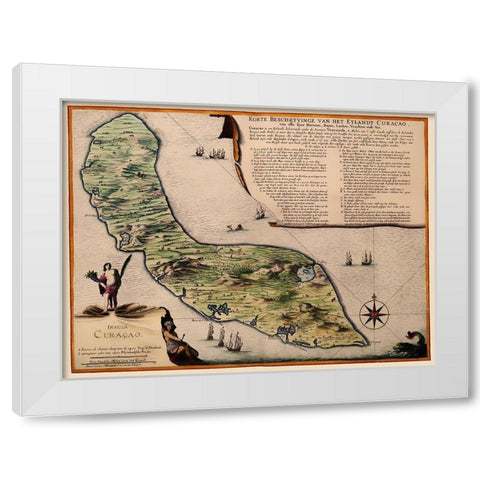 Caribbean Curacao - 1690 White Modern Wood Framed Art Print by Unknown