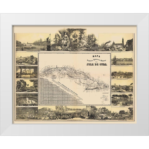 Caribbean Cuba - May 1853 White Modern Wood Framed Art Print by May