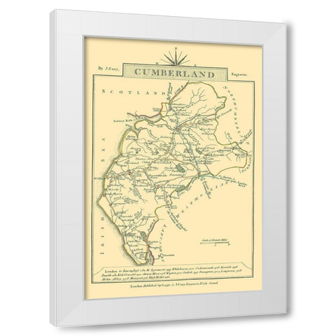 Cumberland County England - Cary 1792 White Modern Wood Framed Art Print by Cary