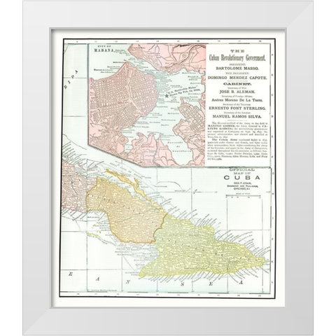 Caribbean Cuba - Cram 1898 White Modern Wood Framed Art Print by Cram