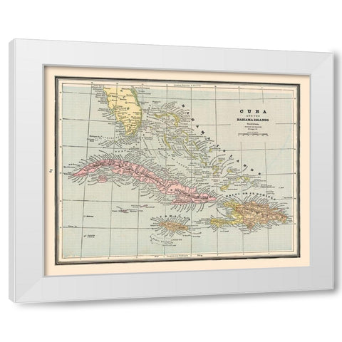 Central America Cuba Bahama Islands - Cram 1888 White Modern Wood Framed Art Print by Cram