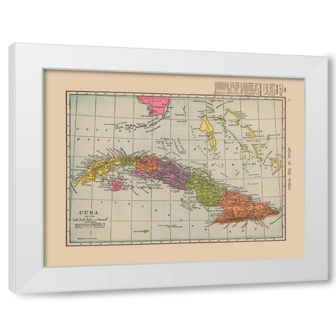 Central America Cuba - Hammond 1910 White Modern Wood Framed Art Print by Hammond